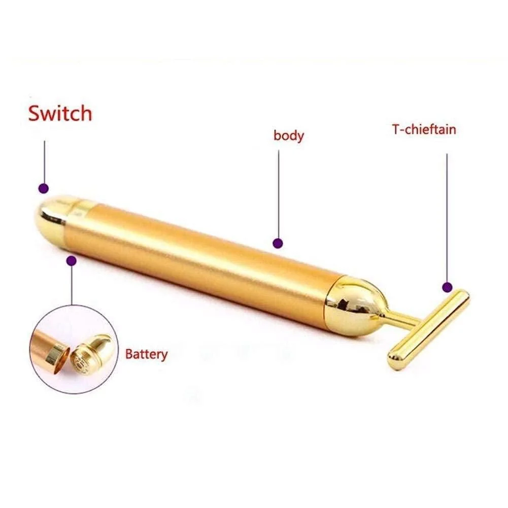 24K Gold Energy Beauty Bar Electric Facial Massage Roller - Image 6