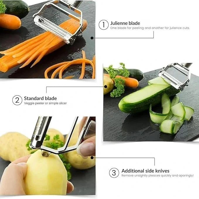 3 in 1 Stainless Peeler | Sharp Blades, Anti-Rust | For Quick, Clean Prep - Image 5