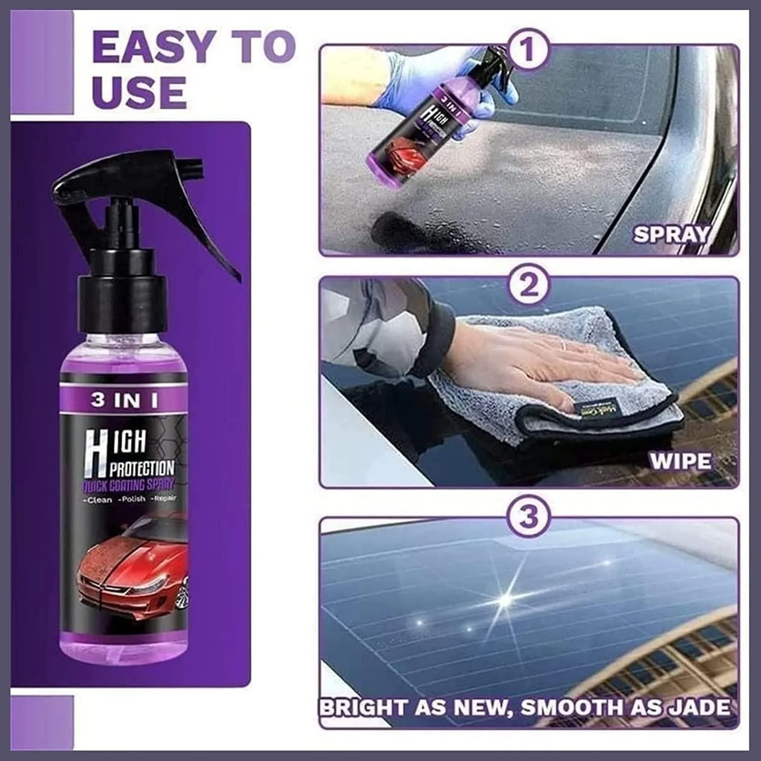 3 in 1 High Protection Quick Car Ceramic Coating Spray - Car Wax Polish Spray (Buy 1 Get 1) - Image 4