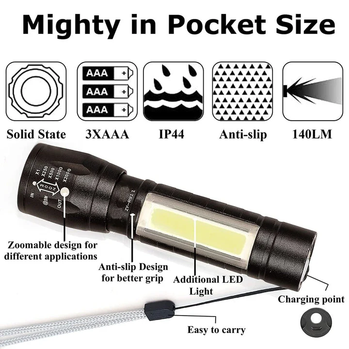 4000LM Waterproof Mini Flashlight Built in Battery USB Charging - Image 5