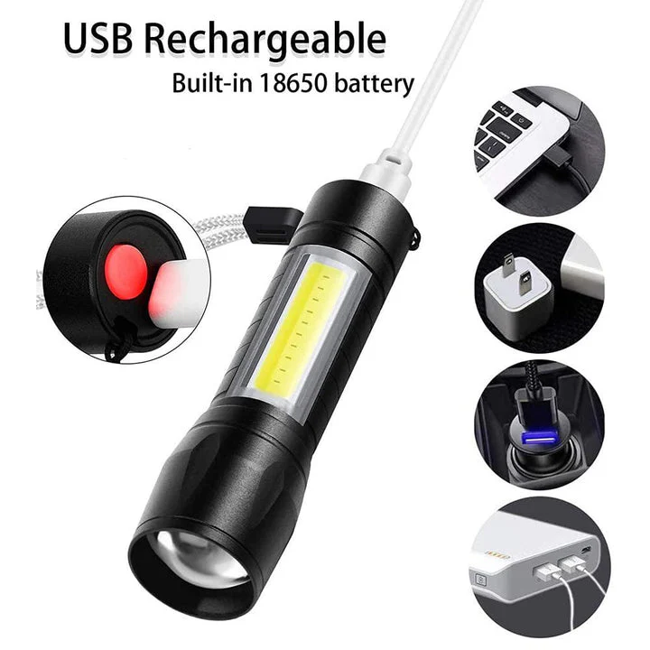 4000LM Waterproof Mini Flashlight Built in Battery USB Charging - Image 6