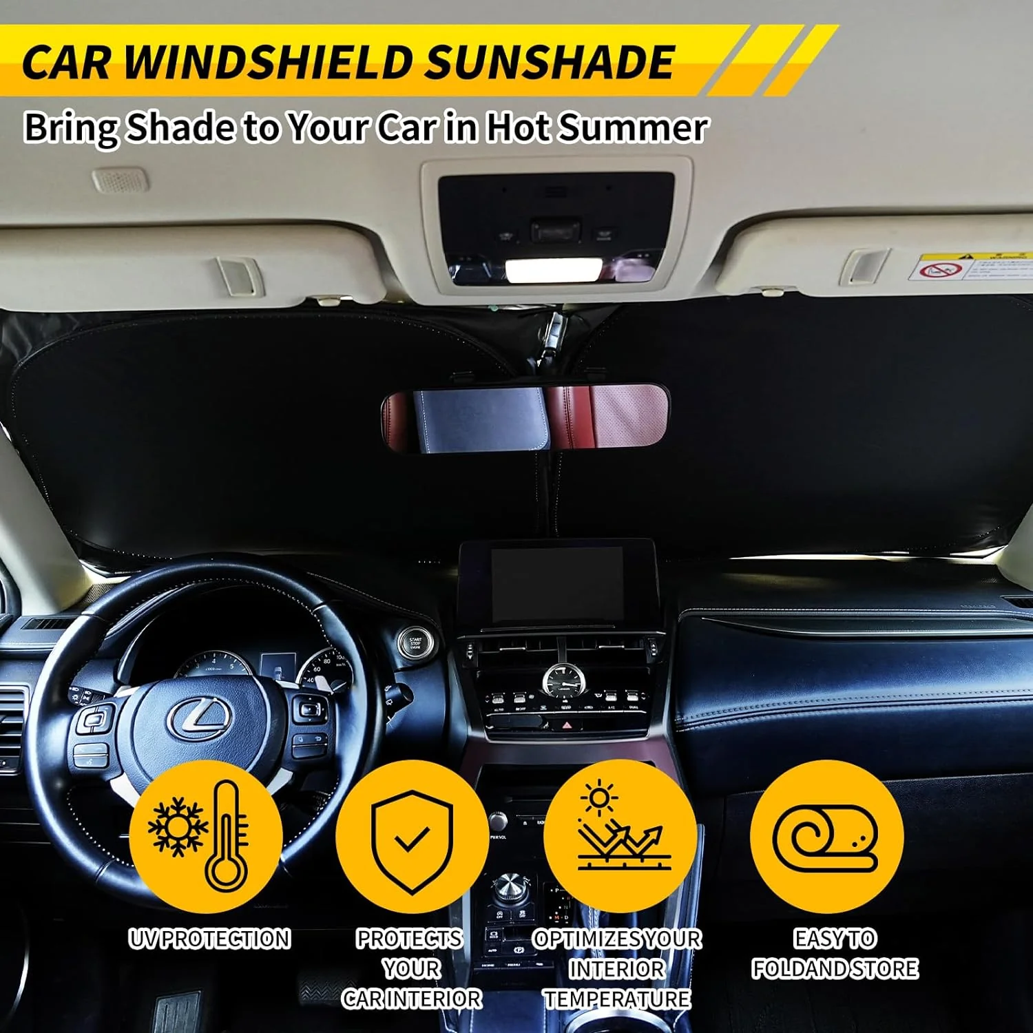 CAR SUNSHADE PROTECTORPROTECT CAR INTERIOR FROM UV RAYS AND HIGH HEAT - Image 7