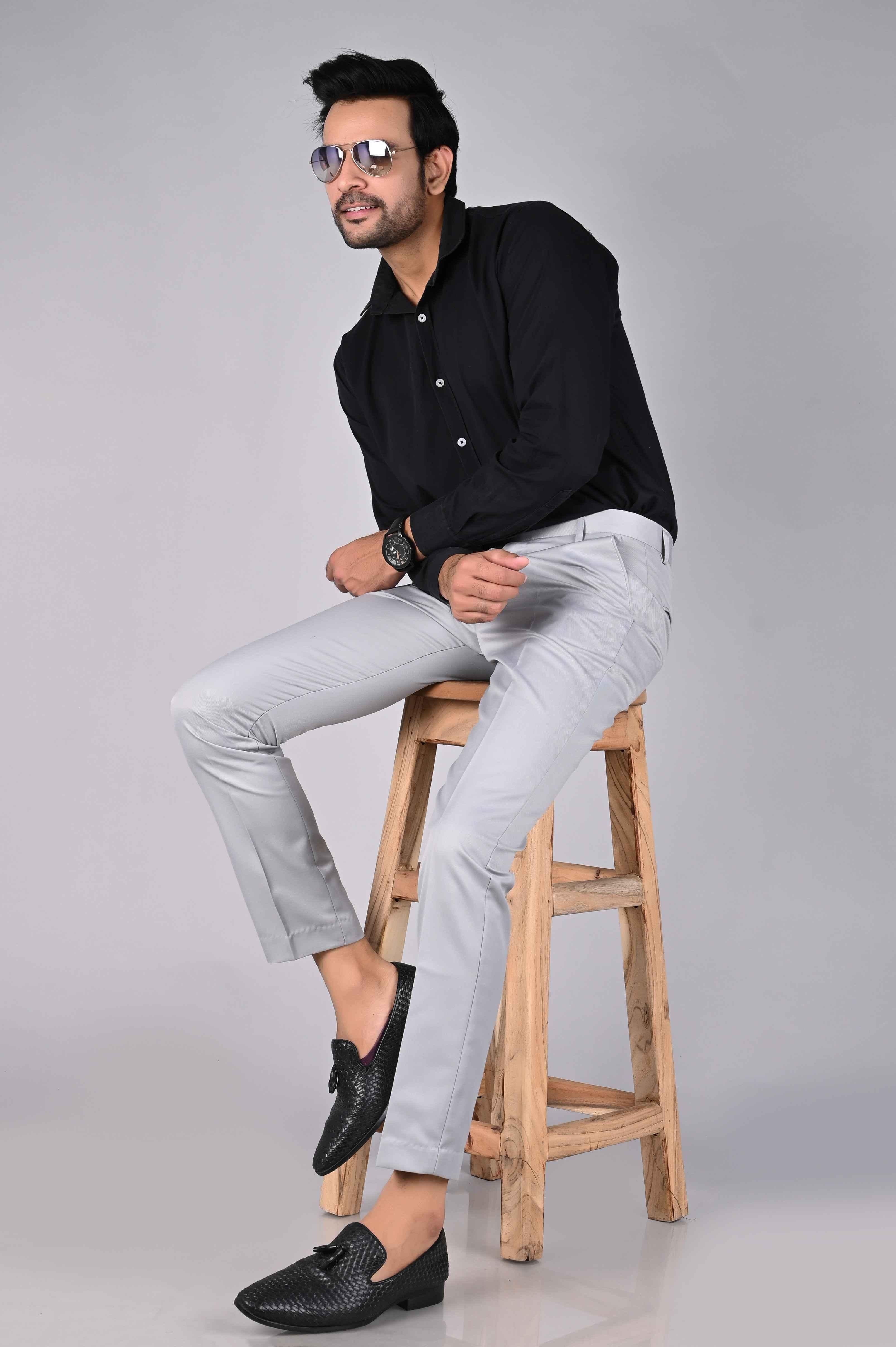 🔥👖High Stretch Men's Classic Pant For Men (LIGHT GREY) 💖 - Image 3