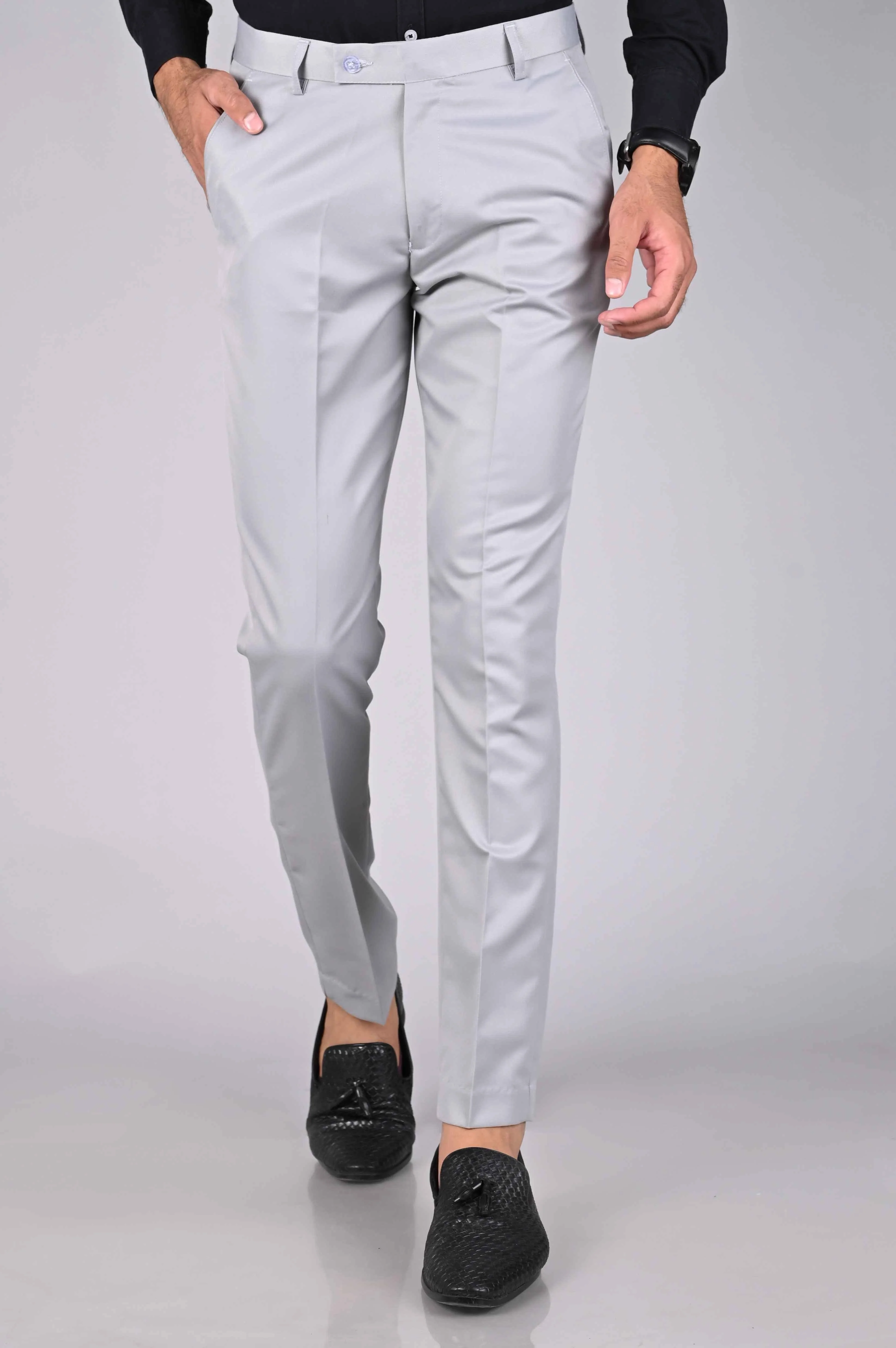 🔥👖High Stretch Men's Classic Pant For Men (LIGHT GREY) 💖 - Image 4