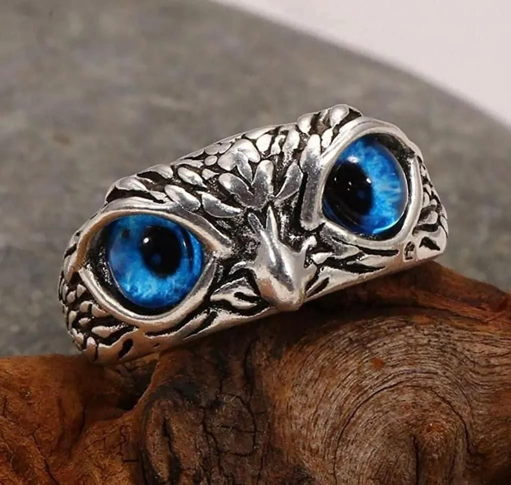 SILVER PLATED OWL RING - ADJUSTABLE SIZE - Image 4