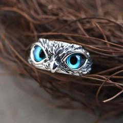 SILVER PLATED OWL RING - ADJUSTABLE SIZE - Image 5
