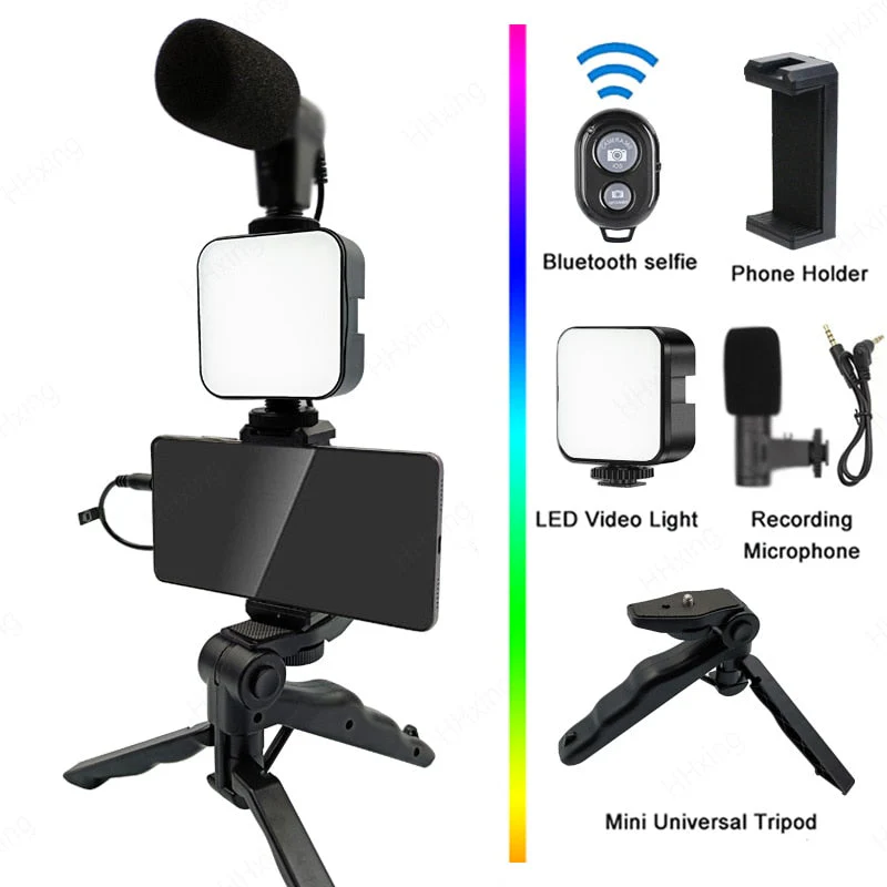 Professional video Microphone kit with Tripod Stand and LED Light - Image 7