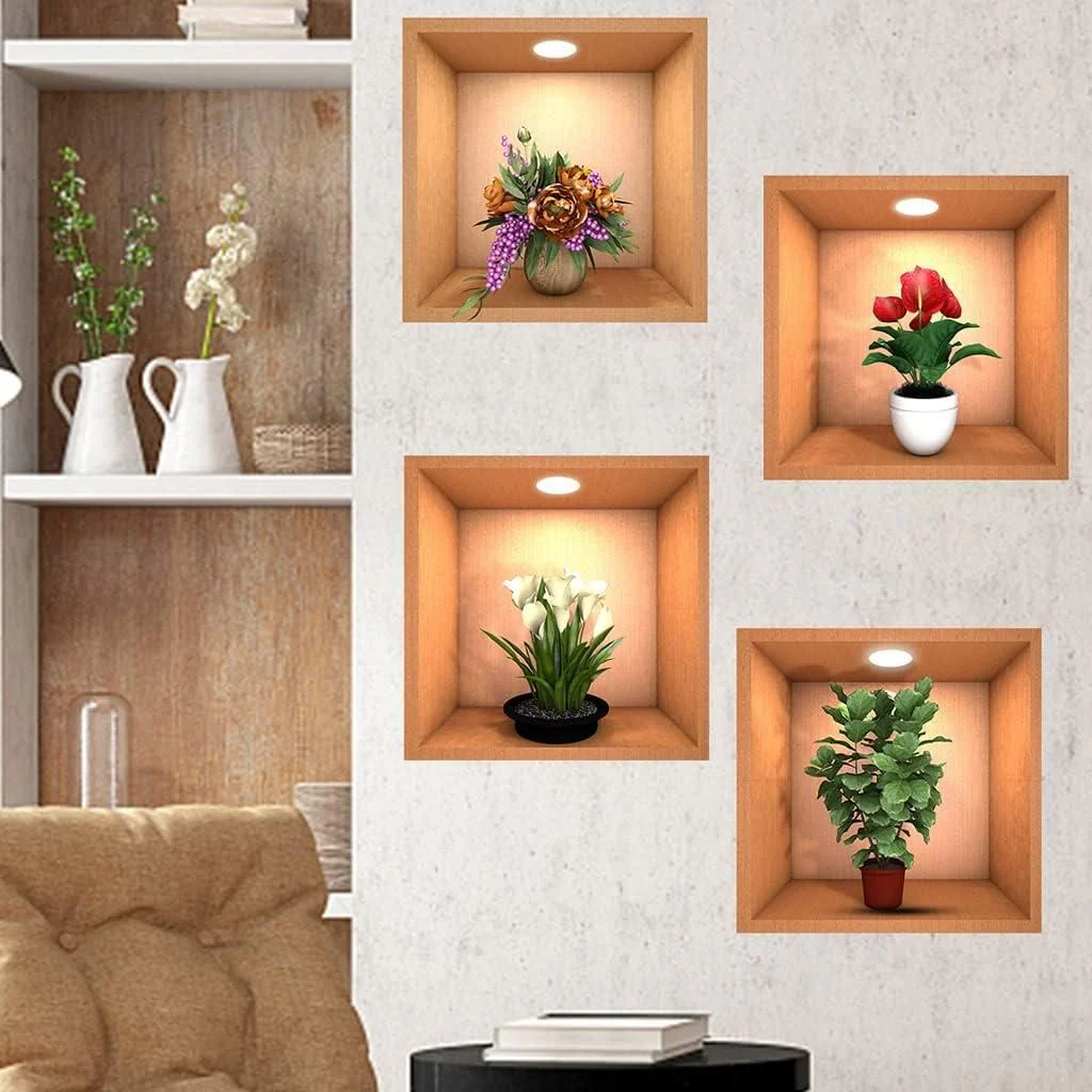 3D Vase Wall Sticker (Pack of 4) - Image 2
