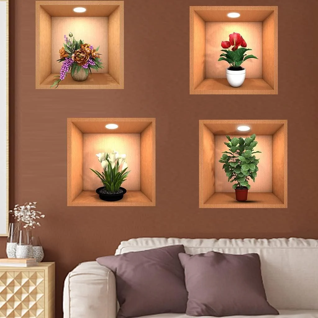 3D Vase Wall Sticker (Pack of 4) - Image 4
